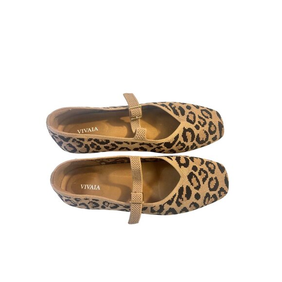 Vivaia Margot Mary Jane Leopard Print Stretch Knit Square Toe Flats 39.5 US 8.5 - Picture 3 of 7
